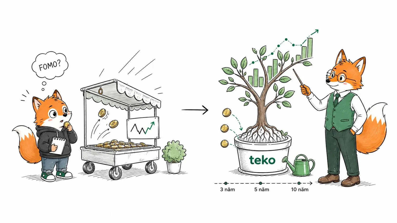 Shin và Fin so sánh đầu cơ ngắn hạn với đầu tư dài hạn, FOMO và tăng trưởng tài sản theo thời gian